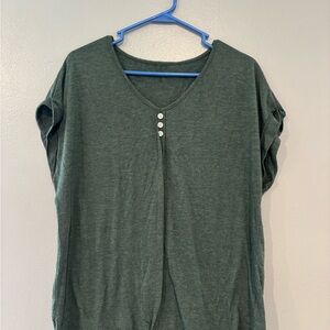 Women's Green Button-Detail Top